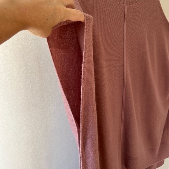 Nordstrom One Size Rib Wool Cashmere Mauve Poncho Pullover Soft Sweater Cover Up - Picture 5 of 6